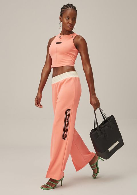 Calça Wide Leg Com Fenda Cintura Alta