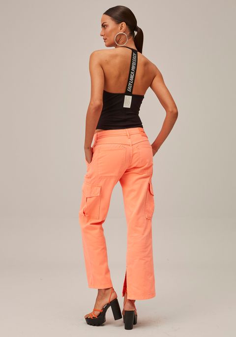 Calça Sarja Reta Cargo Low