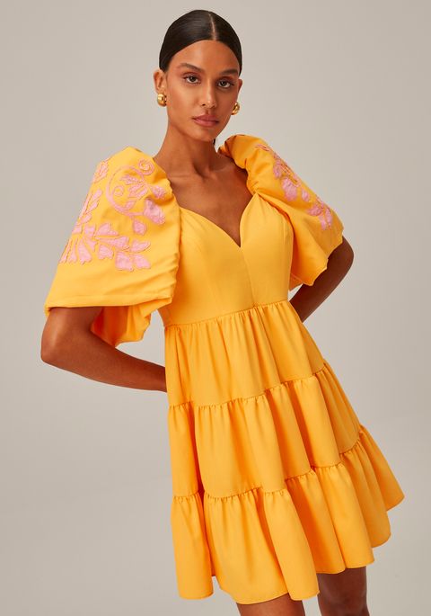 Vestido Curto Manga Balonê