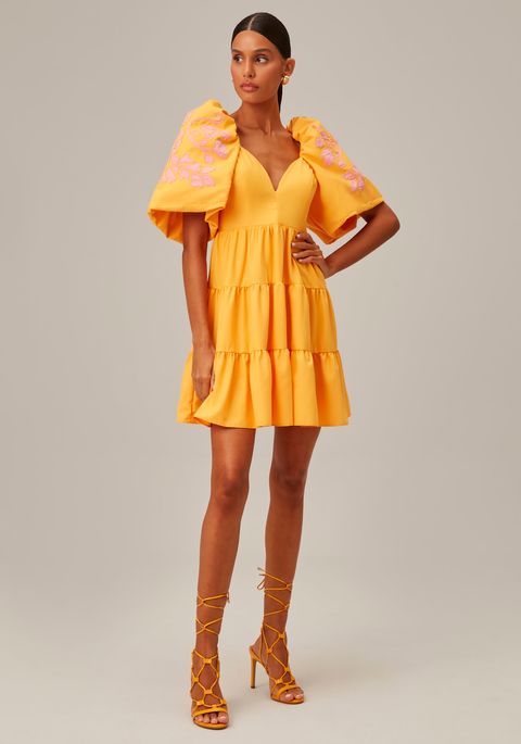 Vestido Curto Manga Balonê