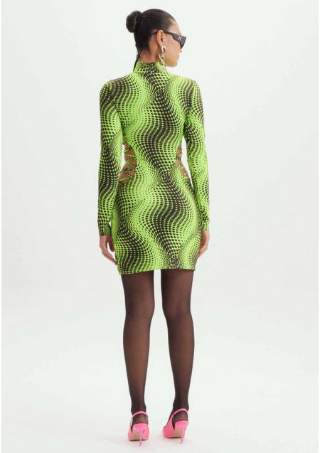 Vestido Curto Gola Alta Estampado