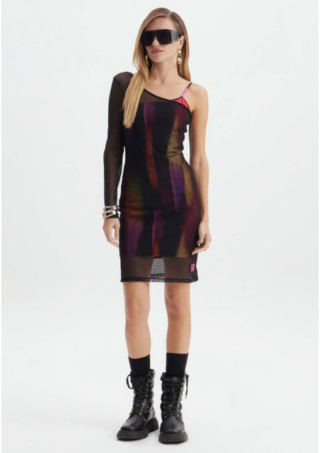 Vestido Curto Com Sobreposição