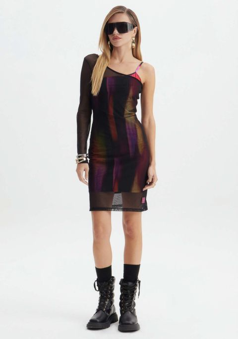 Vestido Curto Com Sobreposição