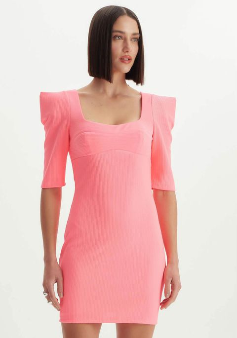 Vestido Manga Longa Com Ombreira