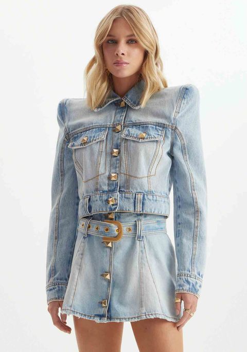 Saia Jeans Evasê High