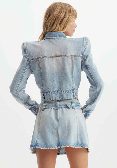 Saia Jeans Evasê High