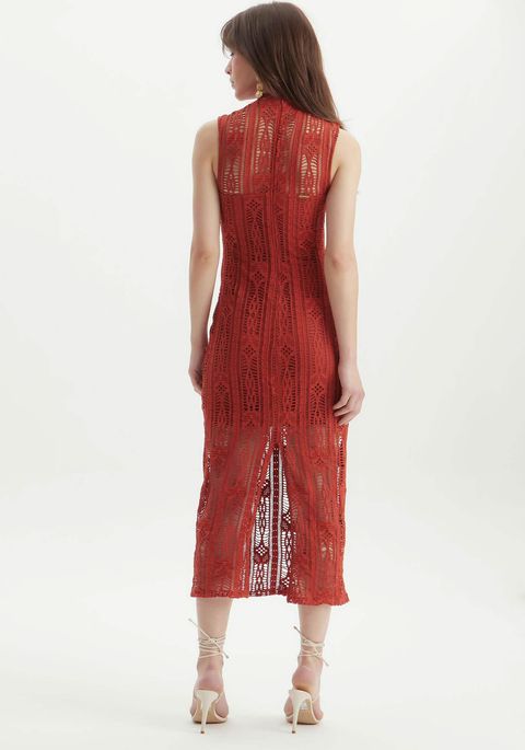 Vestido Em Tela Super Midi