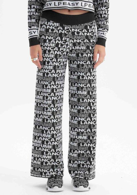 Calça Tricot Wide Leg Cintura Alta