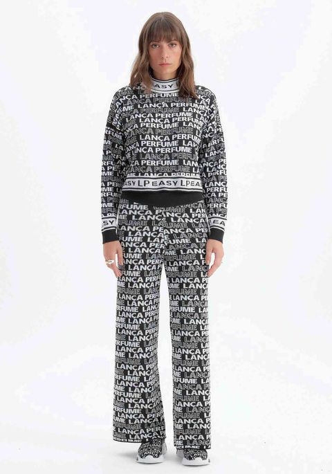 Calça Tricot Wide Leg Cintura Alta