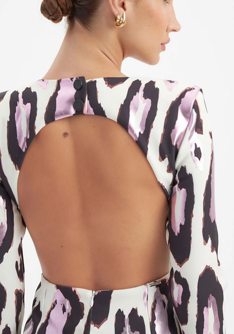 Vestido Com Abertura Costas Estampado