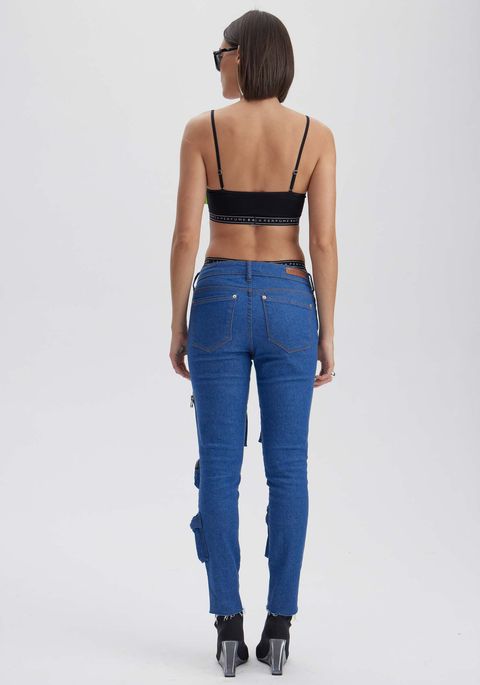 Calça Jeans Skinny Utilitária High