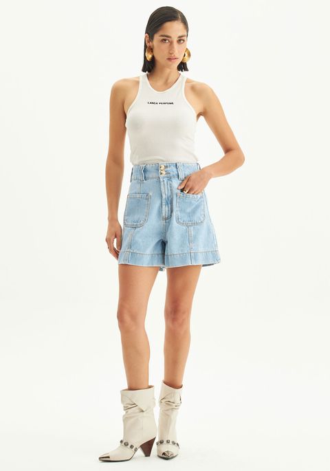 Bermuda Jeans Evasê Super High