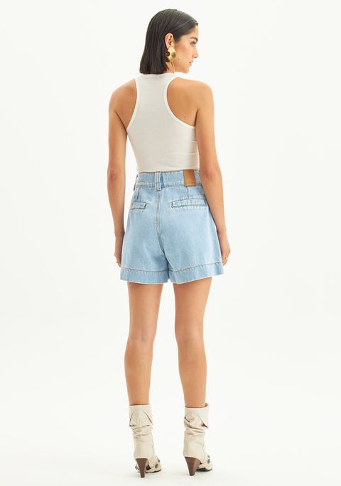 Bermuda Jeans Evasê Super High