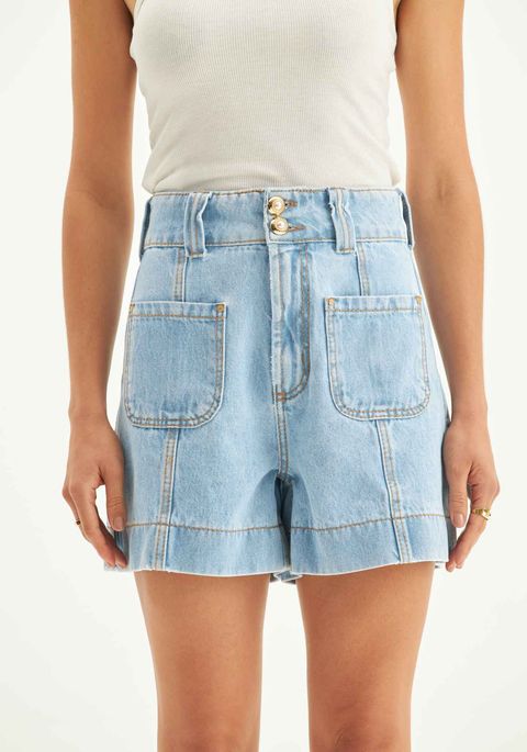 Bermuda Jeans Evasê Super High