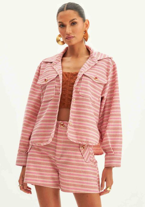 Camisa Curta Com Bolso