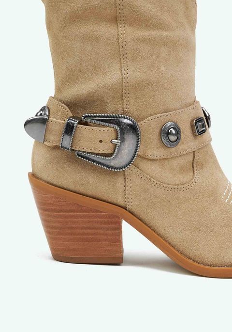 Bota Western Couro Com Aplicações