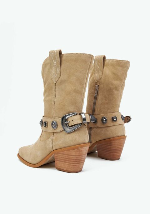 Bota Western Couro Com Aplicações