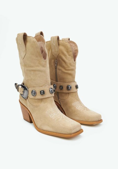 Bota Western Couro Com Aplicações