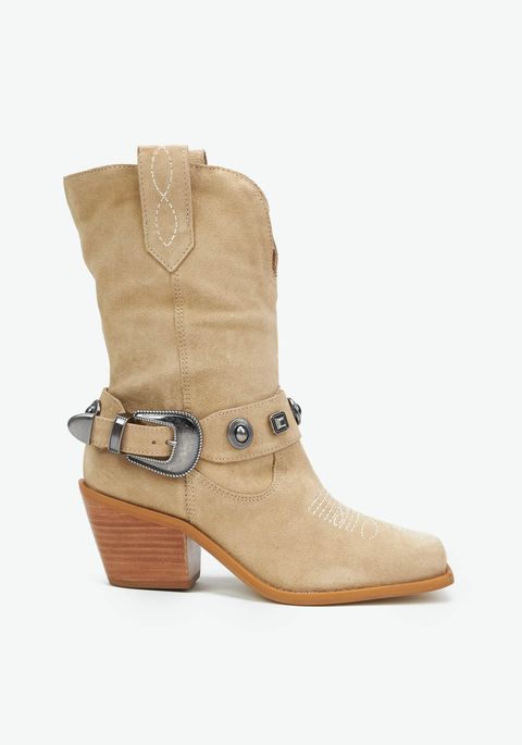 Bota Western Couro Com Aplicações