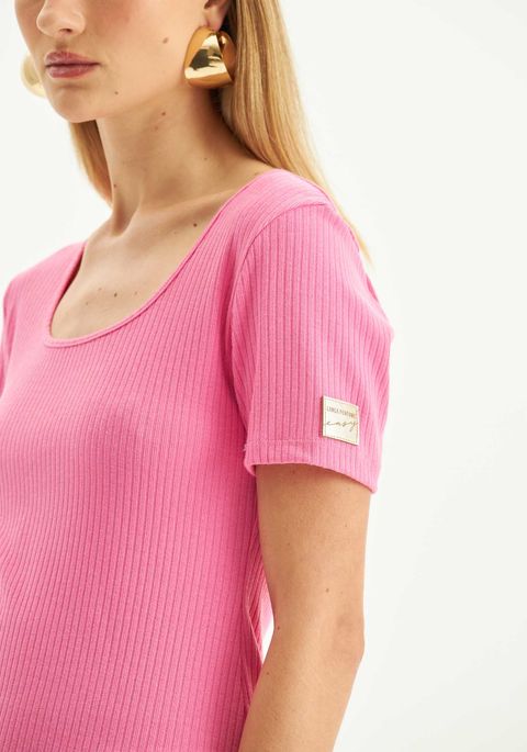 Blusa Canelada Manga Curta