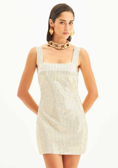 Vestido Curto Alças Aplicação