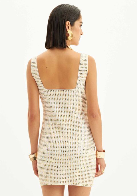 Vestido Curto Alças Aplicação