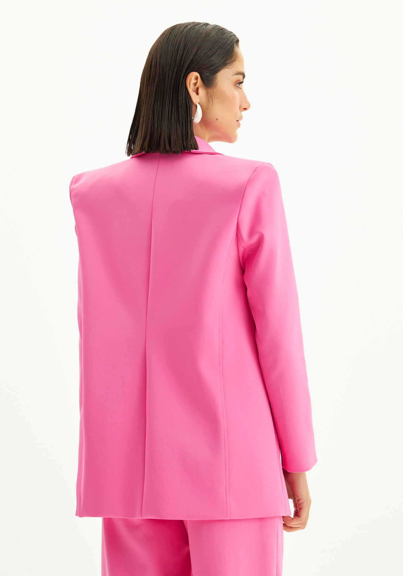 Blazer Alongado Oversized Com Botão E Lapelas - Lança Perfume