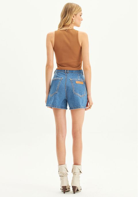 Bermuda Jeans Cintura Alta