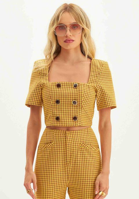 Blusa Cropped Com Decote Quadrado
