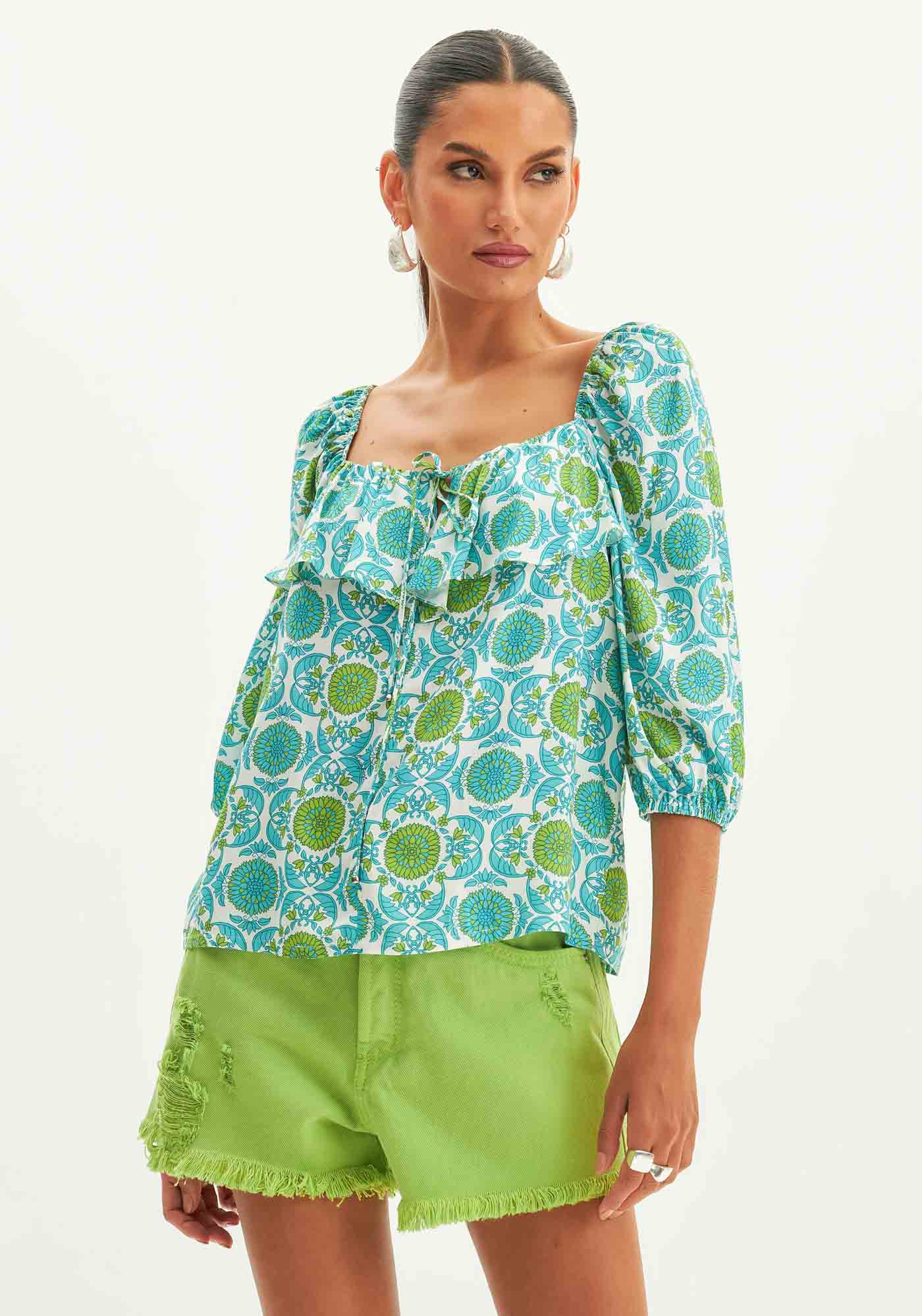Blusa Manga 3/4 Estampada