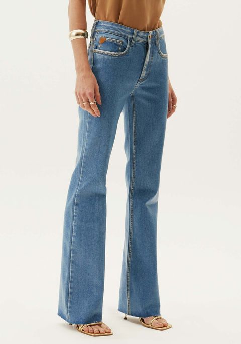 Calça Jeans Flare Super High Resinada