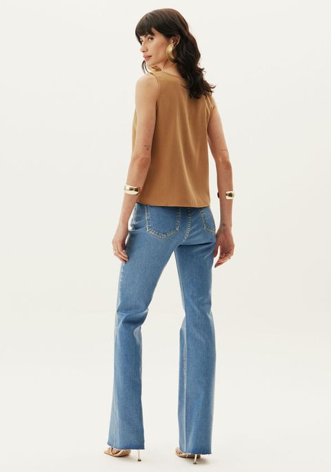 Calça Jeans Flare Super High Resinada