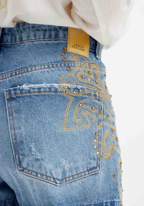 Short Jeans Relaxed High Bordado