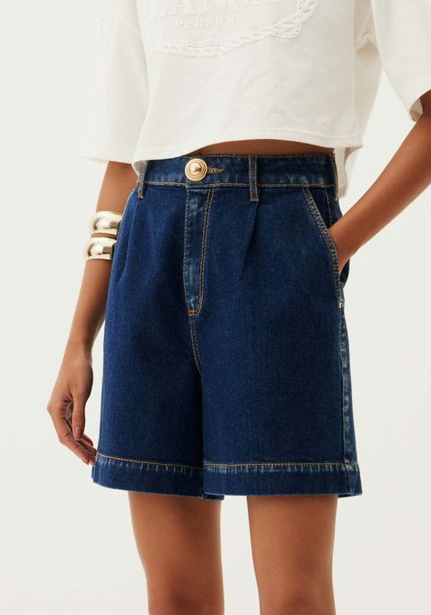 Bermuda Jeans Alfaiataria Super High