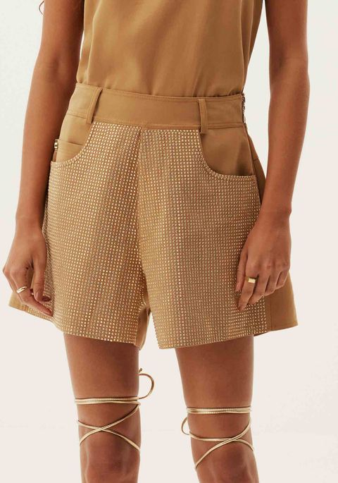 Short Cintura Alta Com Cristais