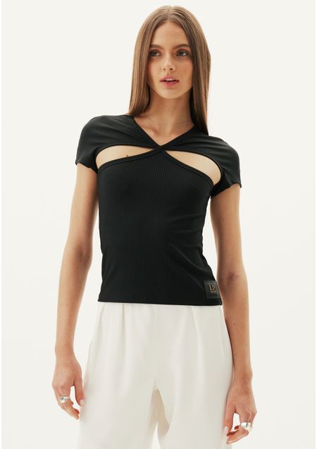 Blusa Manga Curta Com Cut Out