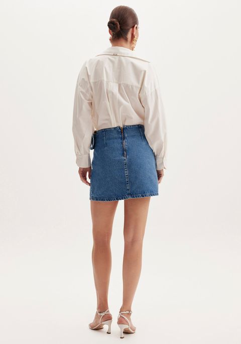 Saia Jeans Curta Super High