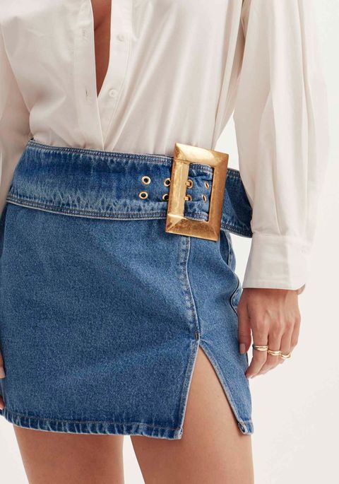 Saia Jeans Curta Super High