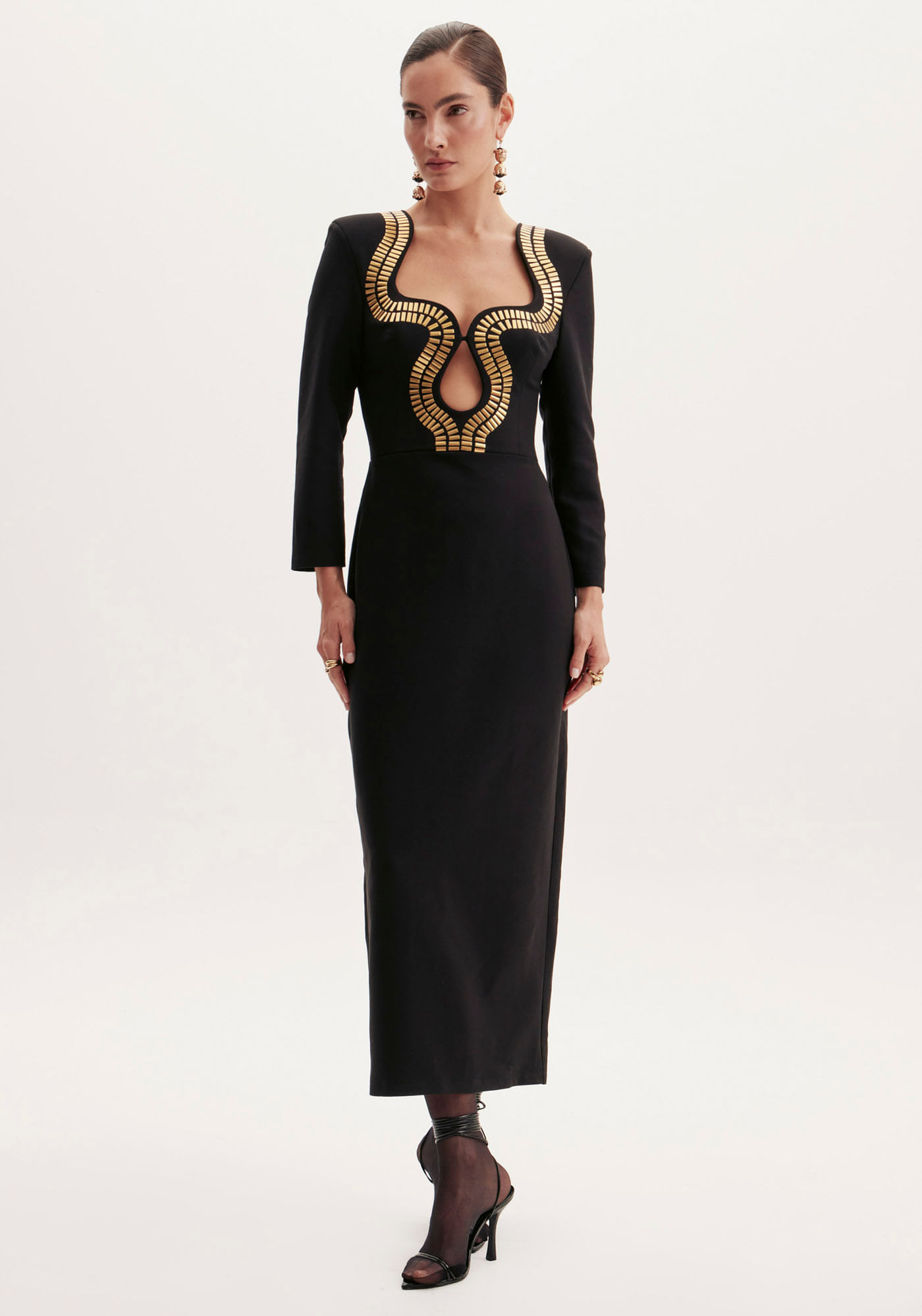 Vestido Midi Com Aplicação