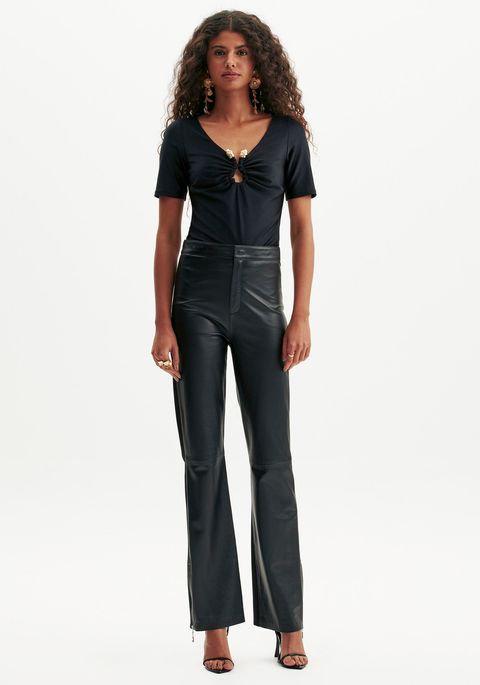 Calça De Couro Boot Cut