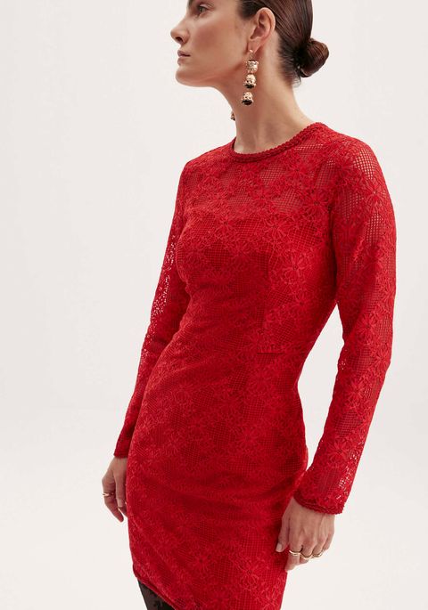 Vestido Curto Justo Rendado