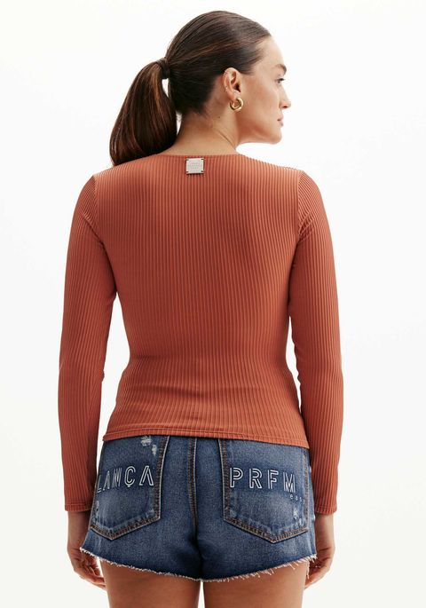 Blusa Manga Longa Decote V
