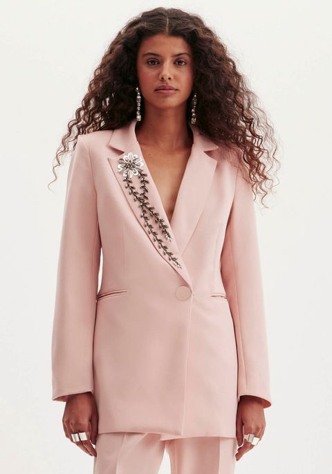 Blazer Alongado Lapela Bordada