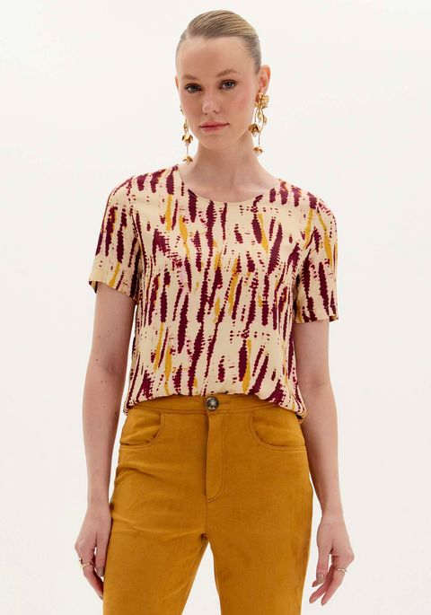 Blusa Manga Curta Estampada