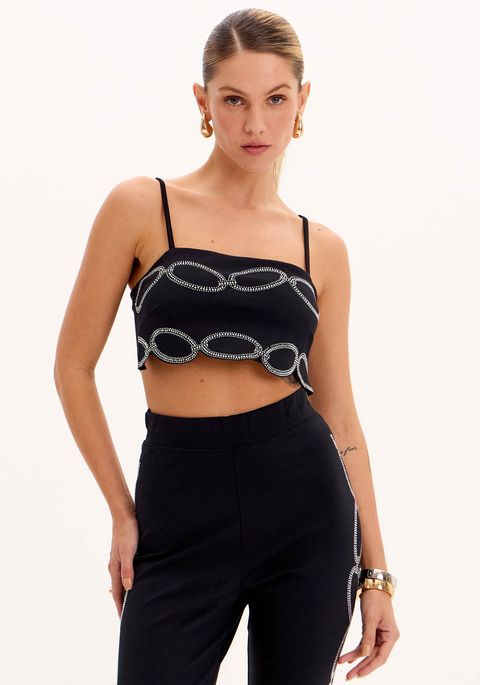 Top De Alça Com Aplicação