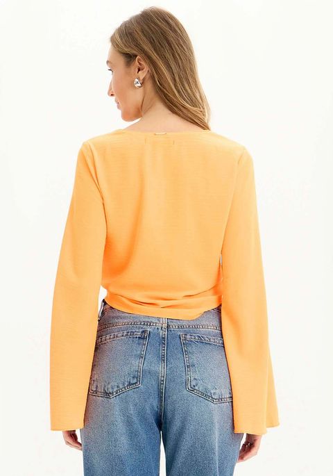 Blusa Com Amarração Manga Flare
