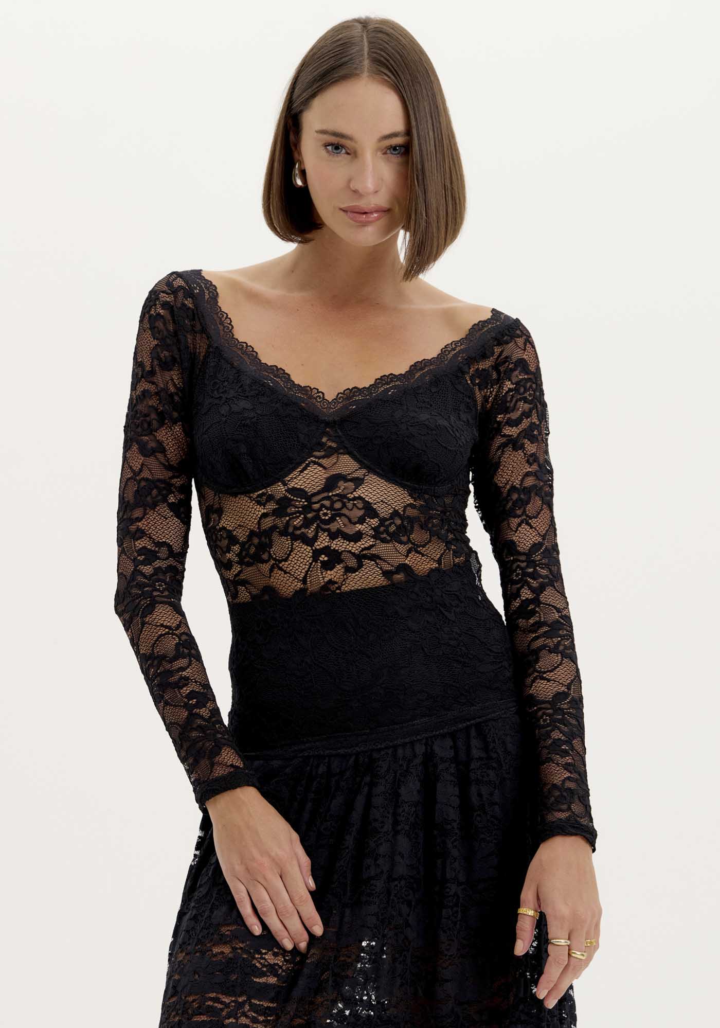 Blusa Ombro A Ombro Em Renda