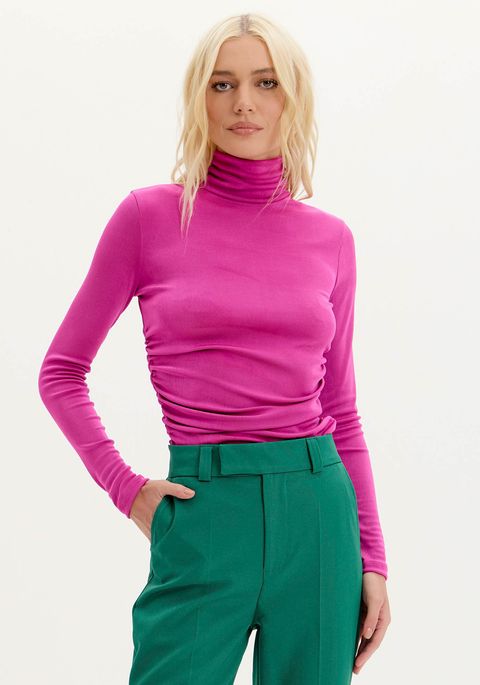 Blusa Manga Longa Franzidos Laterais