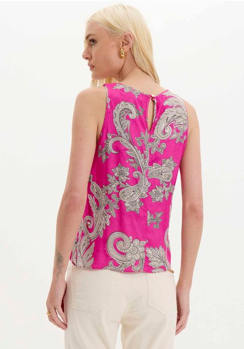 Blusa Estampada Sem Mangas