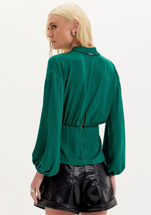 Blusa Decote Profundo Manga Longa